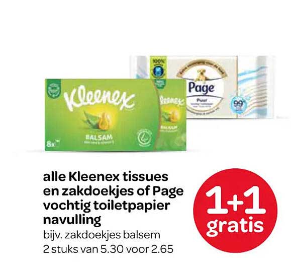 alle Kleenex tissues en zakdoekjes of Page vochtig toiletpapier navulling