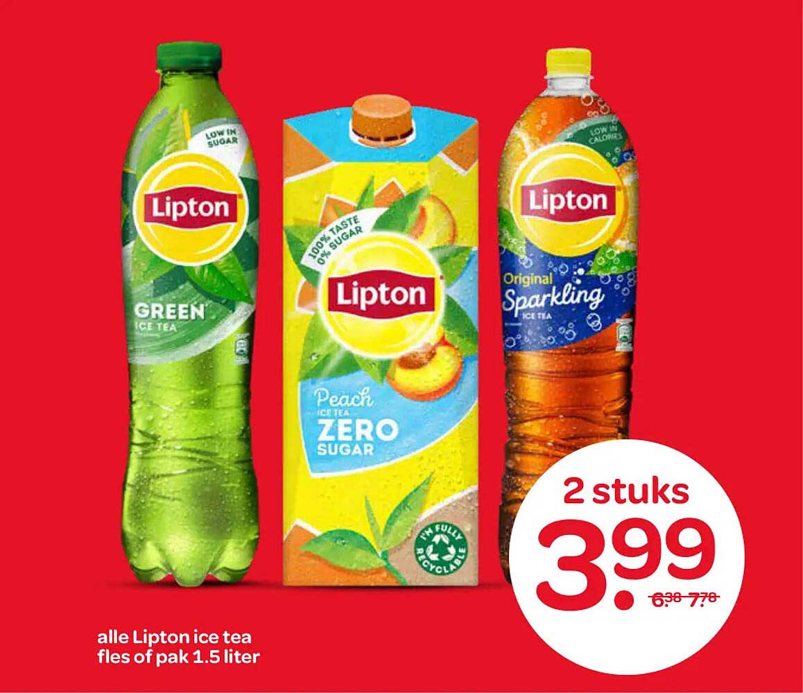 alle Lipton ice tea fles of pak 1.5 liter