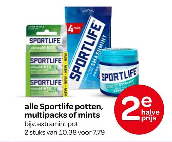 alle Sportlife potten, multipacks of mints