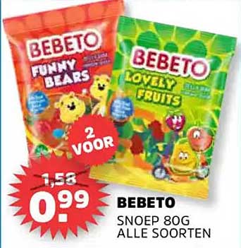 BEBETO SNOEP 80G ALLE SOORTEN