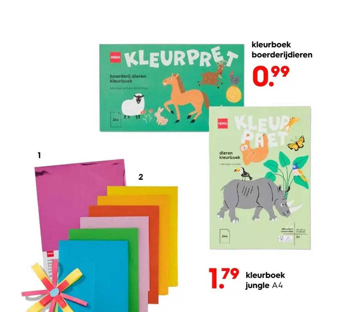 kleurboek boerderijdieren  
kleurboek jungle A4