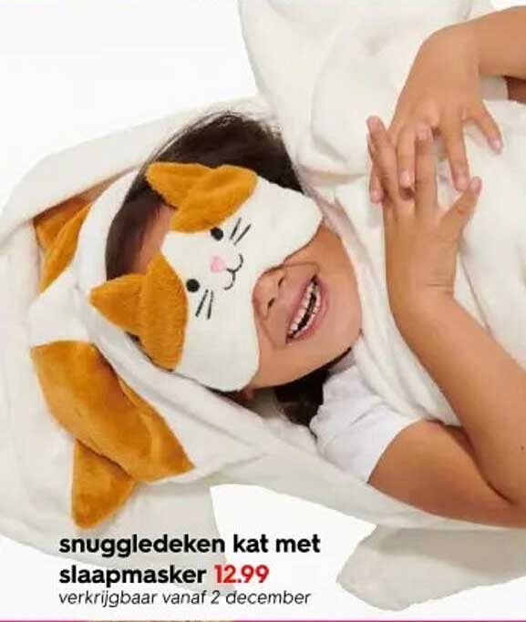 snuggledeken kat met slaapmasker