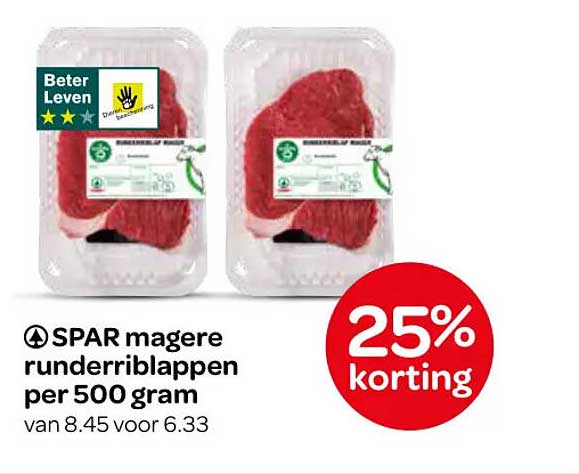 SPAR magere runderriblappen per 500 gram