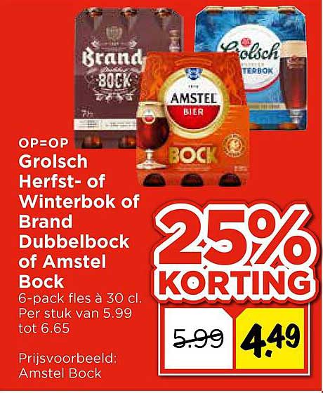 Grolsch Herfst- of Winterbok of Brand Dubbelbock of Amstel Bock