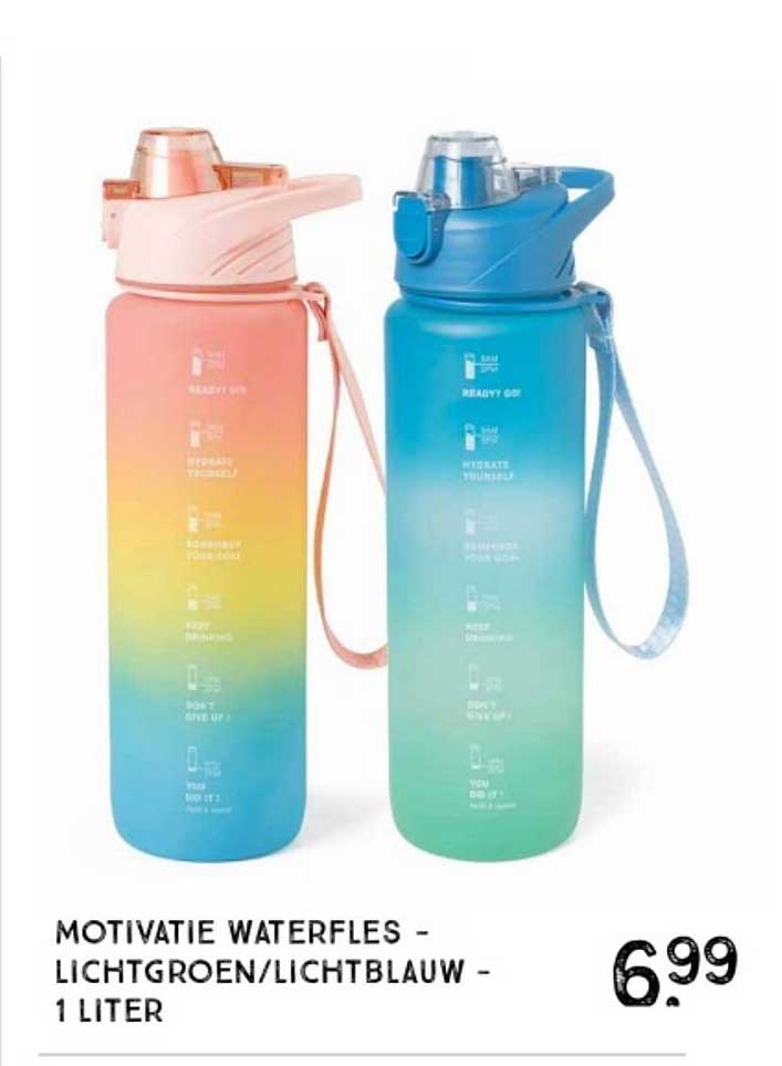 MOTIVATIE WATERFLES - LICHTGROEN/LICHTBLAUW - 1 LITER