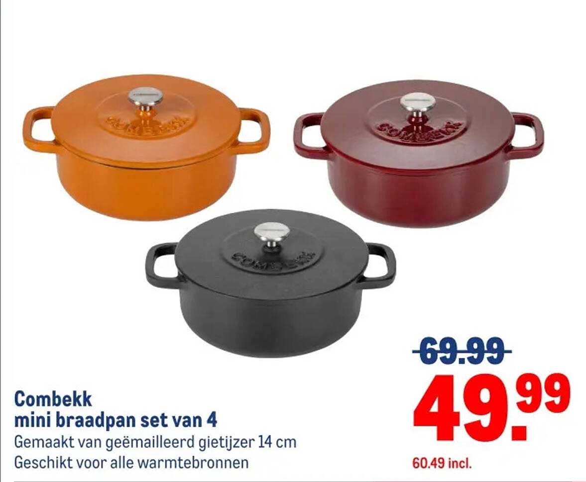 Combekk mini braadpan set van 4