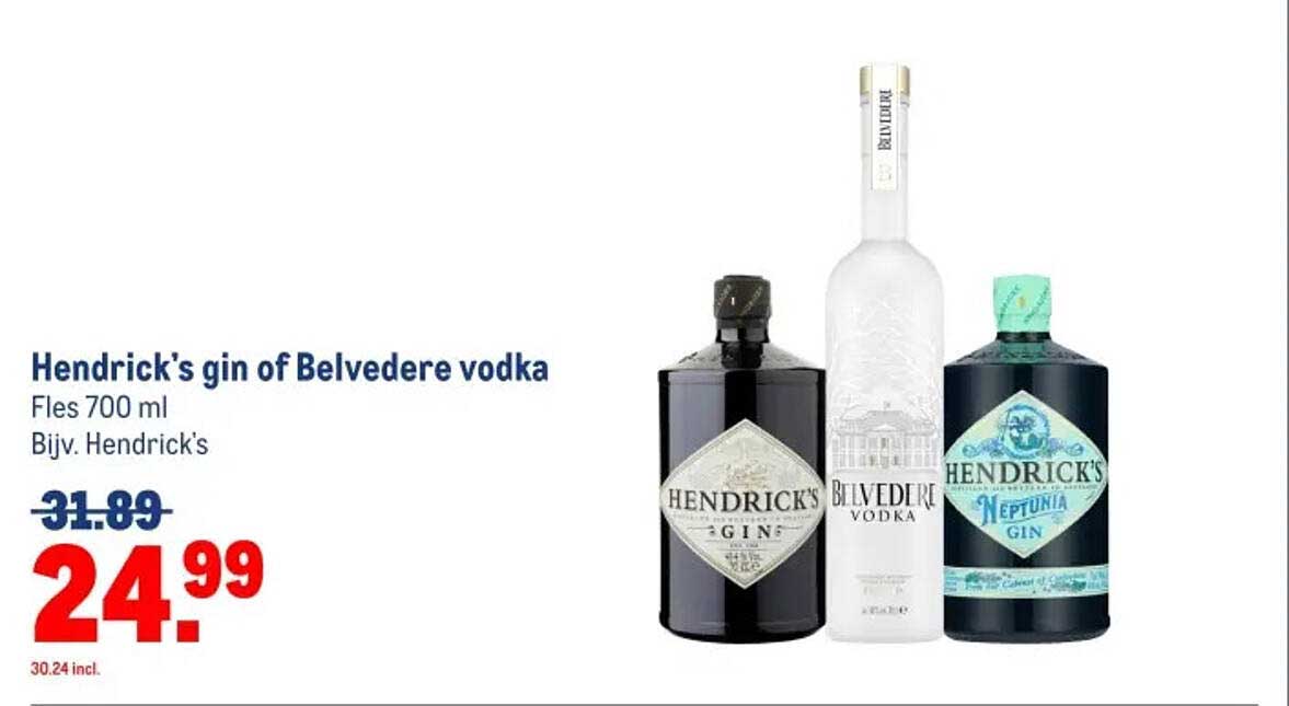 Hendrick's gin of Belvedere vodka