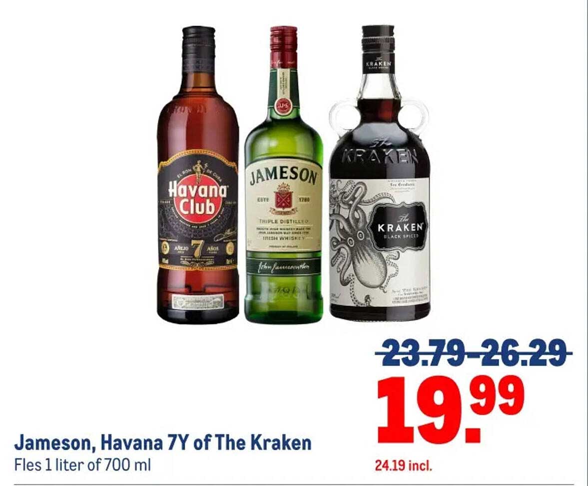 Jameson, Havana 7Y of The Kraken