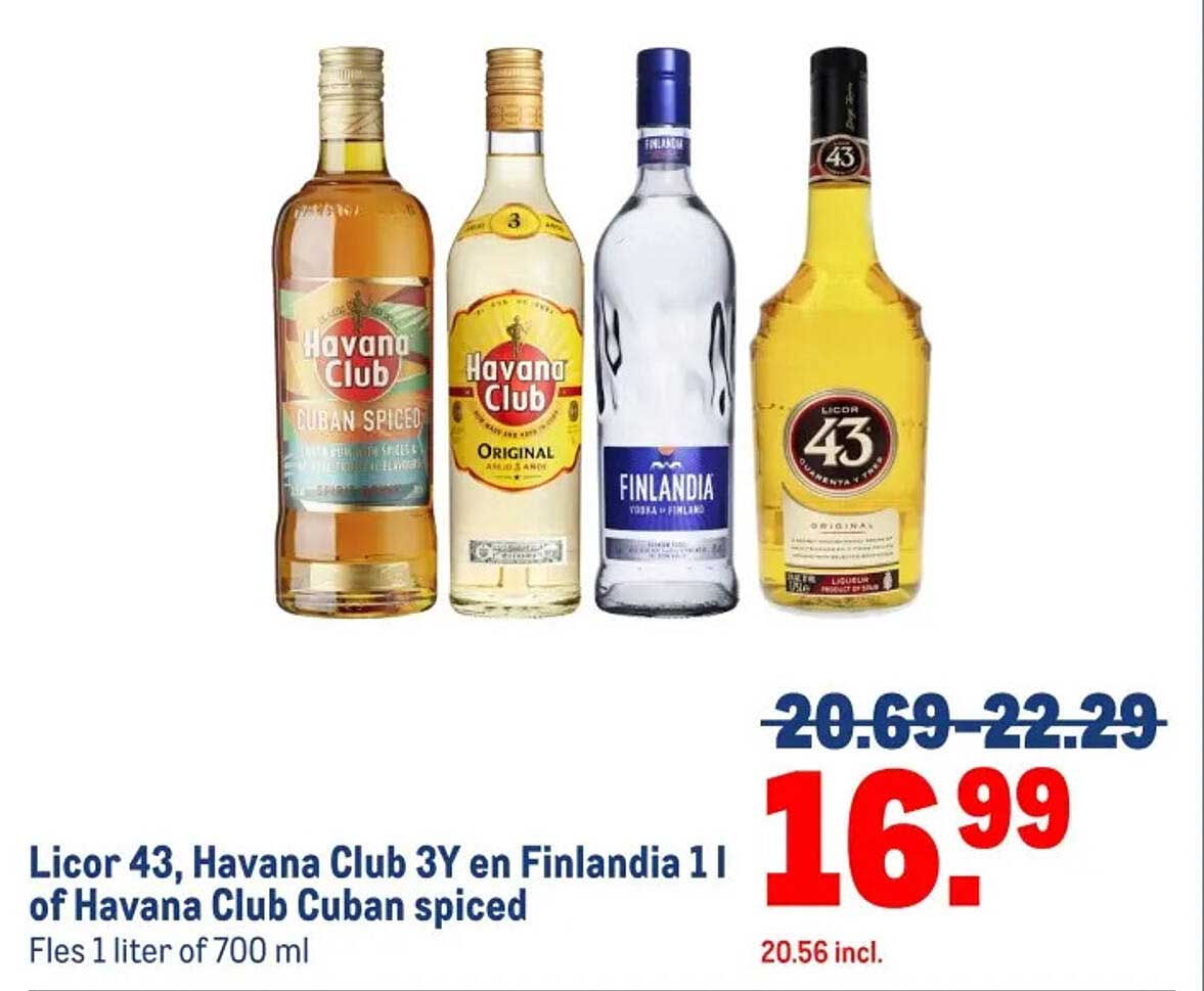 Licor 43, Havana Club 3Y en Finlandia 1 l of Havana Club Cuban spiced