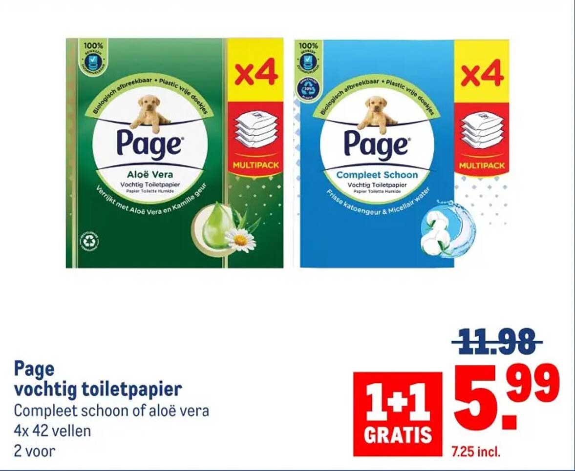 Page vochtig toiletpapier