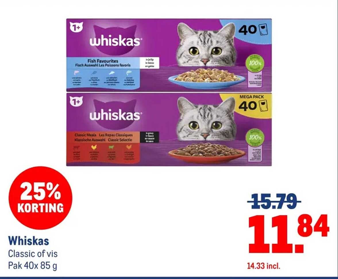 Whiskas Classic of vis Pak 40x 85 g