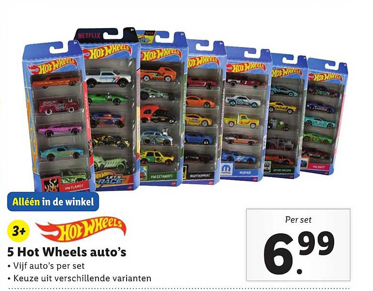 5 Hot Wheels auto’s