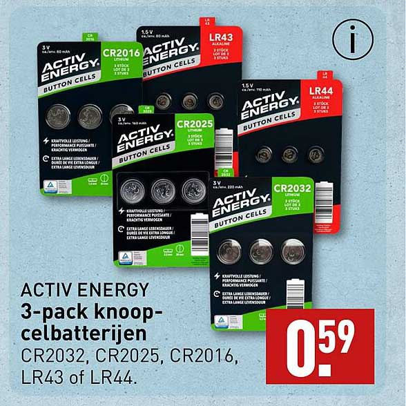 ACTIV ENERGY 3-pack knoopcelbatterijen