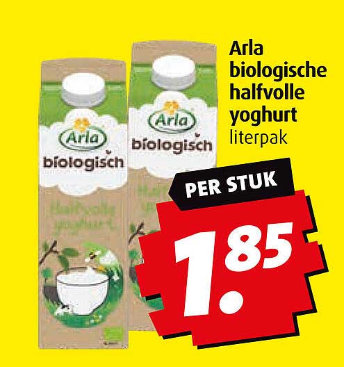 Arla biologisch halfvolle yoghurt literpak