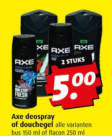 Axe deospray of douchegel