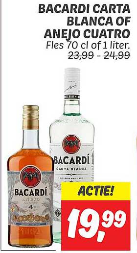 BACARDI CARTA BLANCA OF ANEJO CUATRO