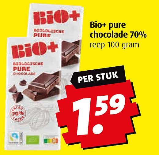 Bio+ pure chocolade 70%