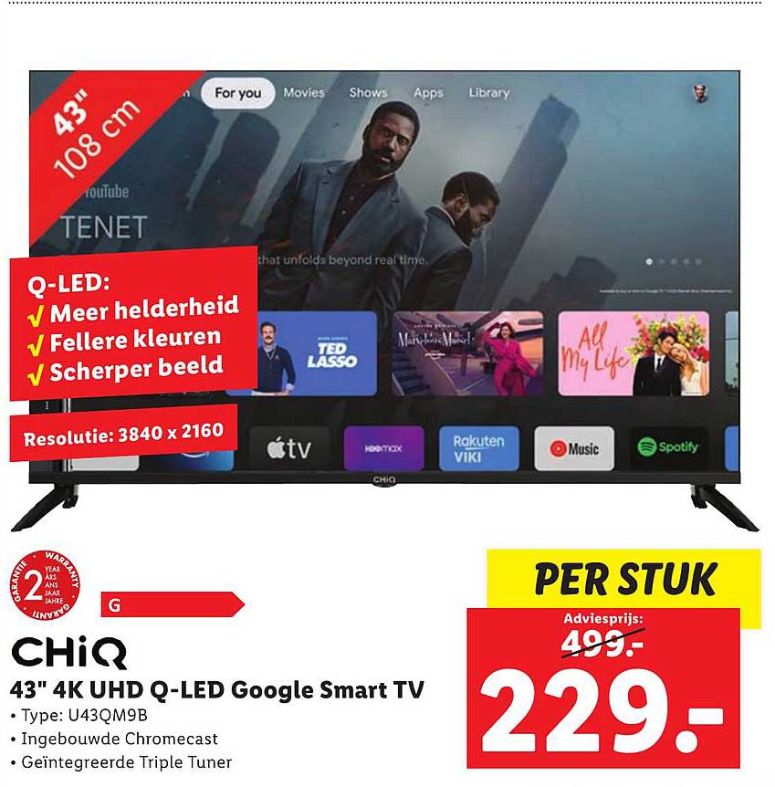 CHiQ 43" 4K UHD Q-LED Google Smart TV