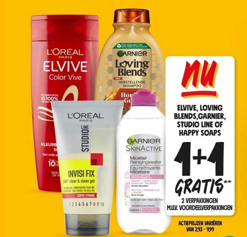 ELVIVE, LOVING BLENDS, GARNIER, STUDIO LINE OF HAPPY SOAPS 1+1 GRATIS