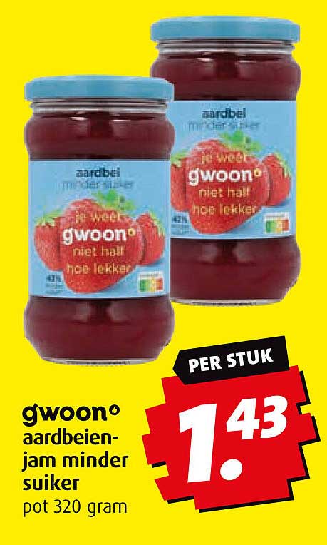 gwoon® aardbeienjam minder suiker