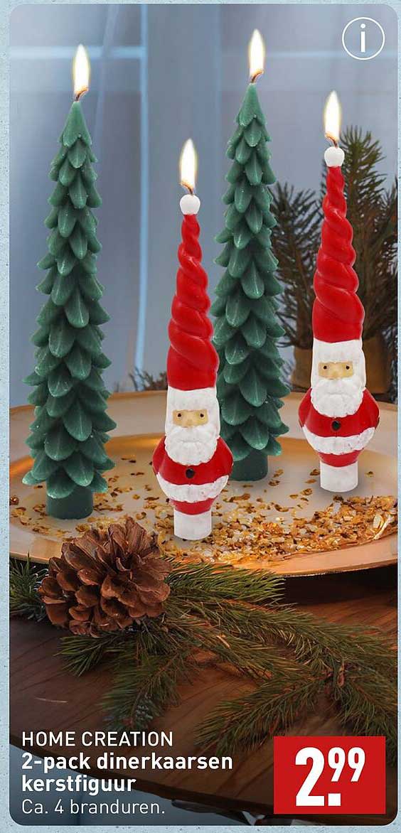 HOME CREATION 2-pack dinerkaarsen kerstfiguur