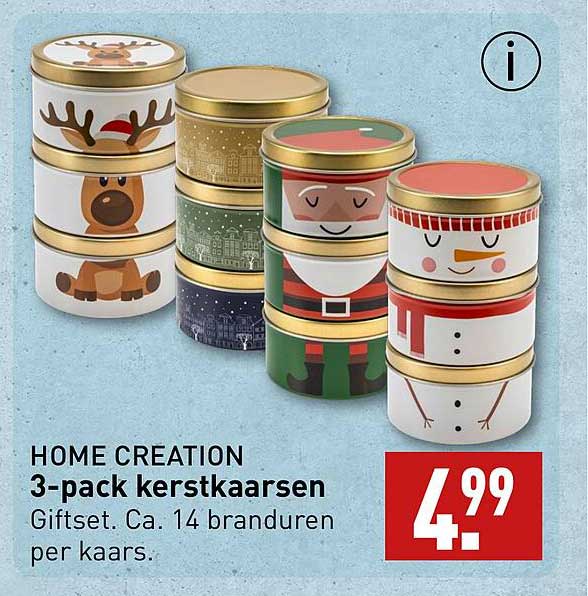 HOME CREATION 3-pack kerstkaarsen