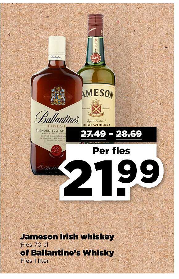 Jameson Irish whiskey of Ballantine's Whisky