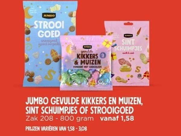 JUMBO GEVULDE KIKKERS EN MUIZEN, SINT SCHUIMPJES OF STROOIGOED