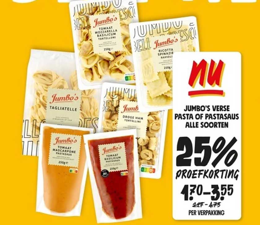 JUMBO'S VERSE PASTA OF PASTASAUS ALLE SOORTEN