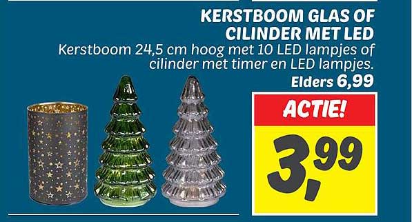 KERSTBOOM GLAS OF CYLINDER MET LED