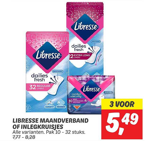 LIBRESSE MAANDVERBAND OF INLEGKRUISJES