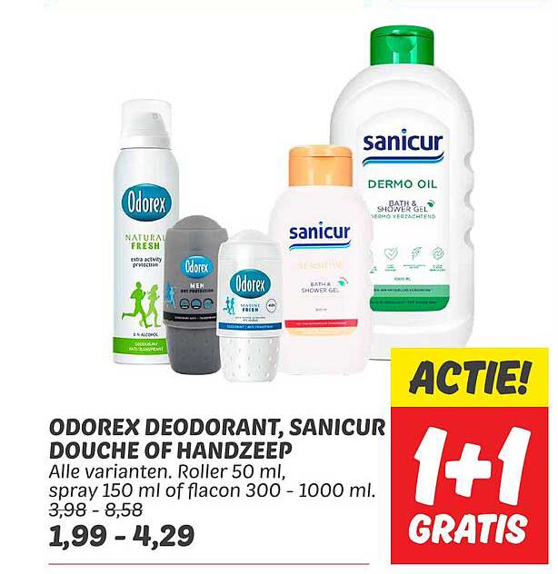 ODOREX DEODORANT, SANICUR DOUCHE OF HANDZEep