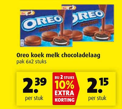 Oreo koek melk chocoladelaag