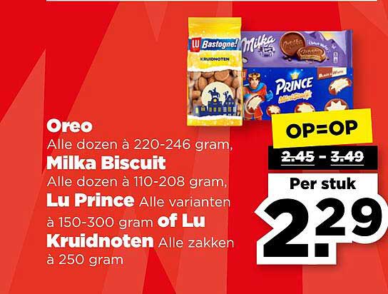 Oreo  
Milka Biscuit  
Lu Prince  
Lu Kruidnoten