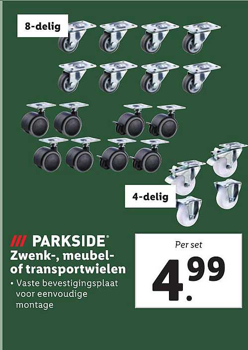 PARKSIDE Zwenk-, meubel- of transportwielen