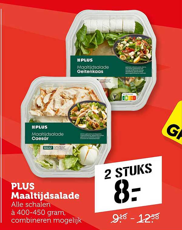 PLUS Maaltijdsalade Geitenkaas  
PLUS Maaltijdsalade Caesar