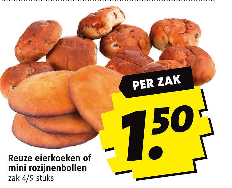 Reuze eierkoeken of mini rozijnenbollen