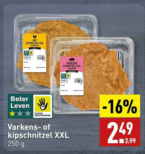 Varkens- of kipschnitzel XXL