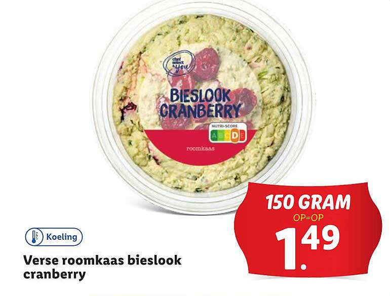 Verse roomkaas bieslook cranberry