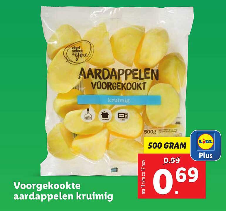 Voorgekookte aardappelen kruimig