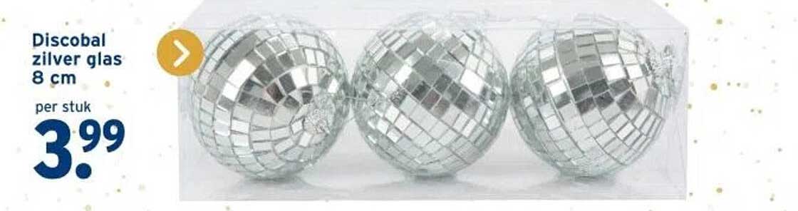 Discobal zilver glas 8 cm