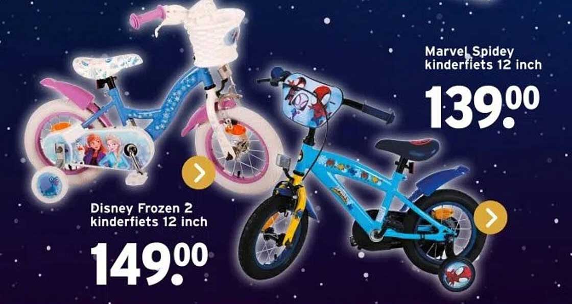 Disney Frozen 2 kinderfiets 12 inch  
Marvel Spidey kinderfiets 12 inch