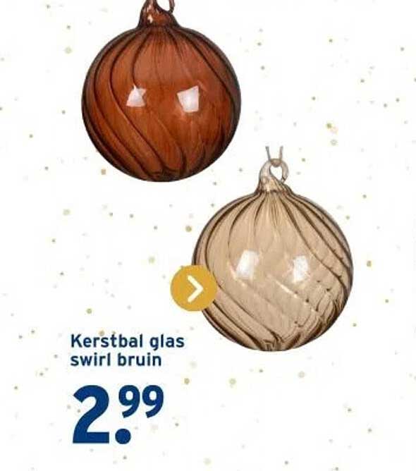 Kerstbal glas swirl bruin