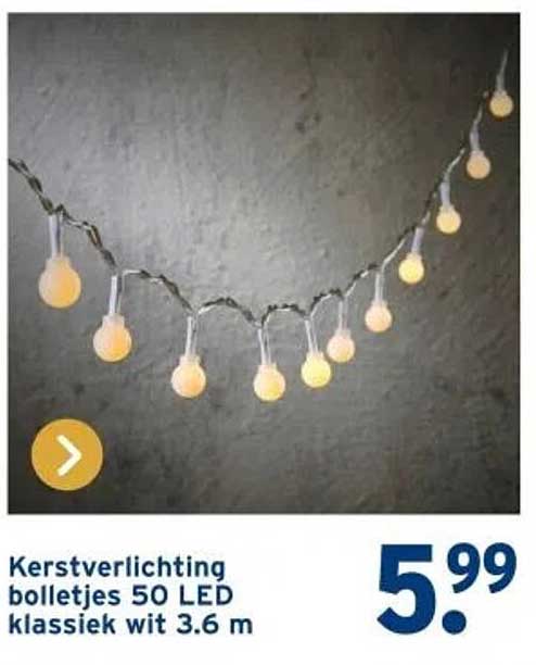 Kerstverlichting bolletjes 50 LED klassiek wit 3.6 m