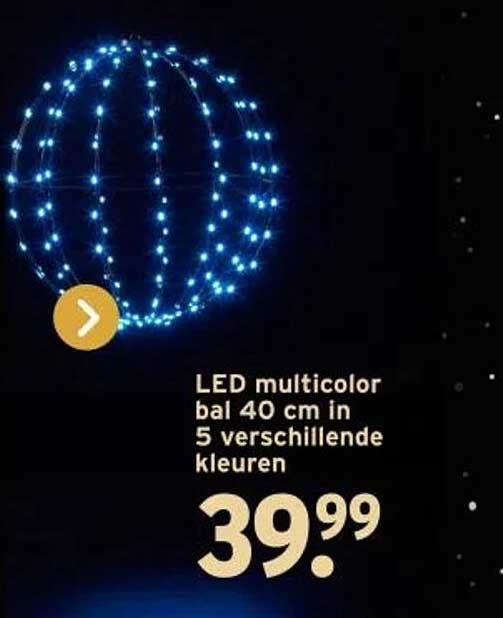 LED multicolor bal 40 cm in 5 verschillende kleuren