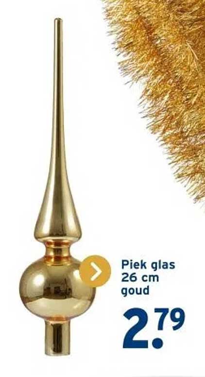 Piek glas 26 cm goud