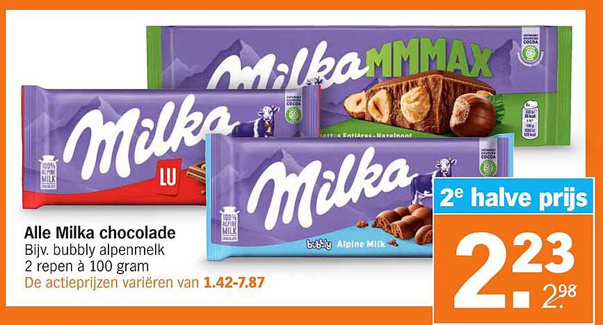 Alle Milka chocolade