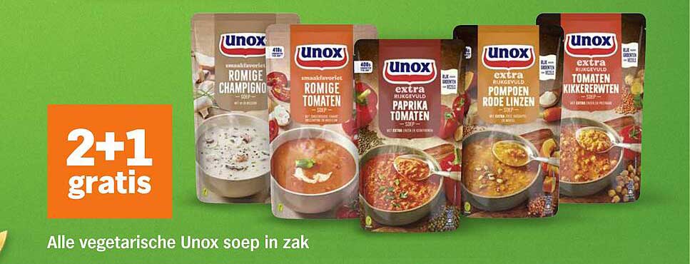 Alle vegetarische Unox soep in zak