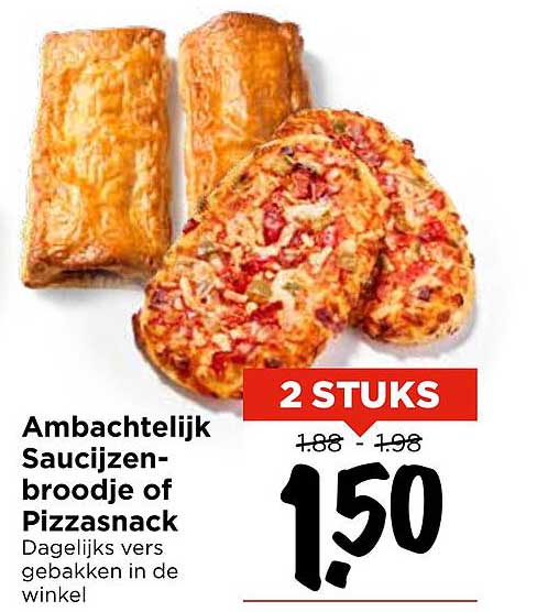 Ambachtelijk Saucijzenbroodje of Pizzasnack