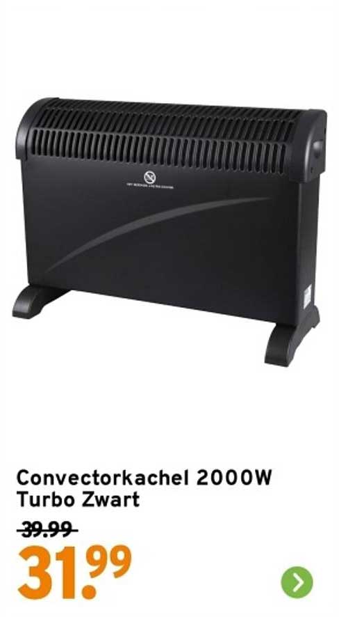 Convectorkachel 2000W Turbo Zwart